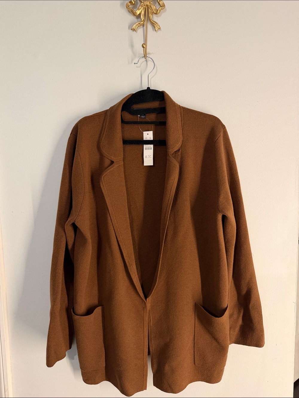 J. CREW NWT Women's Open-Front Blazer Jacket in Rich Brown SMALL